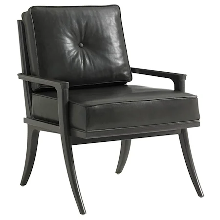 Mid-Century Modern Lena Accent Chair in Slate Leather